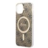 Zestaw Guess GUBPP14SH4EACSW Case+ Charger iPhone 14 / 15 / 13 6,1 brązowy/brown hard case 4G Print MagSafe